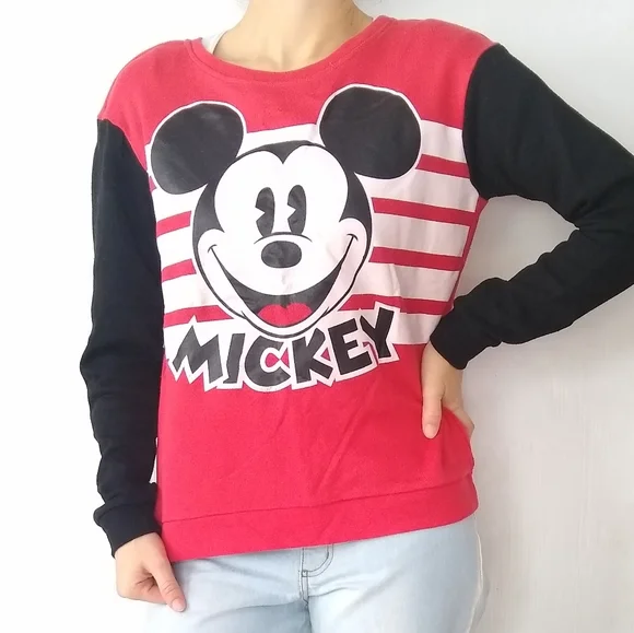 Disney | Tops | Disney Mickey Mouse Graphic Colorblock Sweatshirt